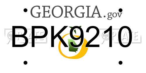 BPK9210 Georgia License Plate