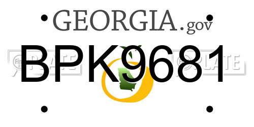 BPK9681 Georgia License Plate
