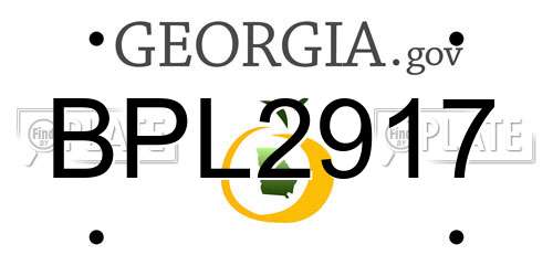 BPL2917 Georgia License Plate