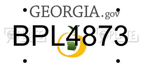 BPL4873 Georgia License Plate