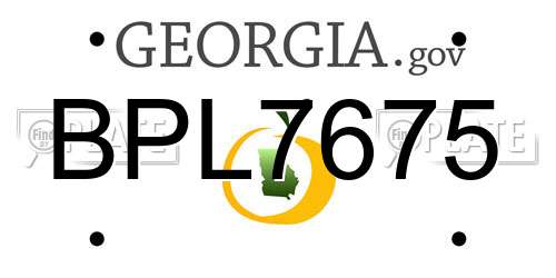 BPL7675 Georgia License Plate