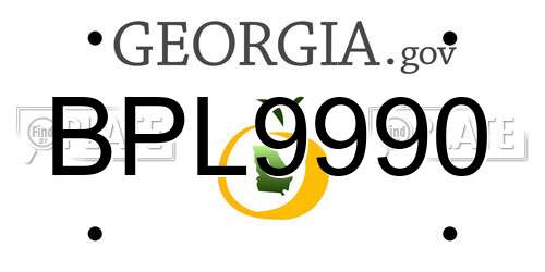 BPL9990 Georgia License Plate