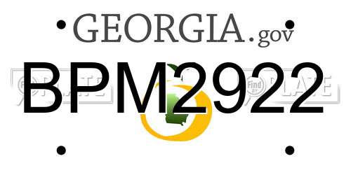 BPM2922 Georgia License Plate