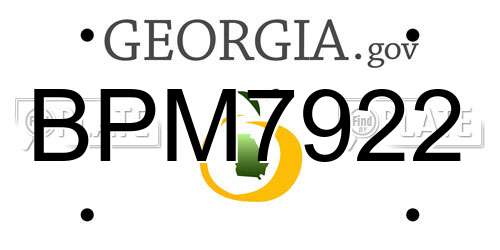 BPM7922 Georgia License Plate
