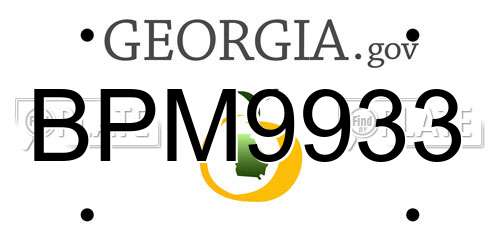 BPM9933 Georgia License Plate