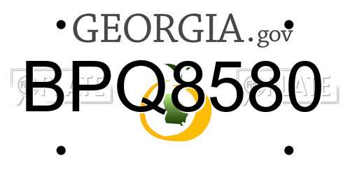 BPQ8580 Georgia License Plate