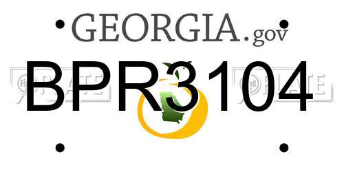 BPR3104 Georgia License Plate