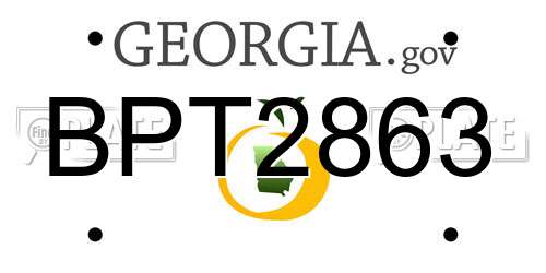 BPT2863 Georgia License Plate