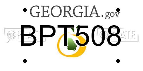 BPT508 Georgia License Plate