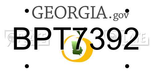 BPT7392 Georgia License Plate