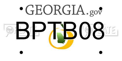 BPTB08 Georgia License Plate