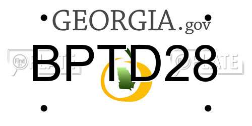 BPTD28 Georgia License Plate