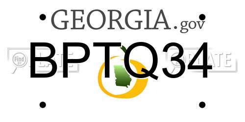 BPTQ34 Georgia License Plate