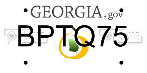 BPTQ75 Georgia License Plate