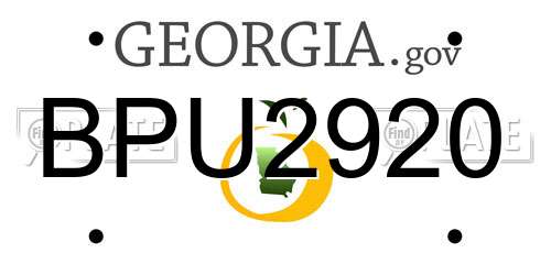BPU2920 Georgia License Plate