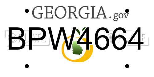BPW4664 Georgia License Plate