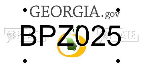 BPZ025 Georgia License Plate