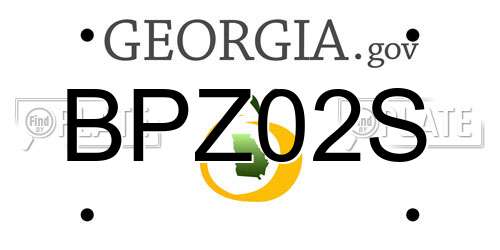 BPZ02S Georgia License Plate
