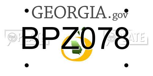 BPZ078 Georgia License Plate