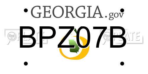 BPZ07B Georgia License Plate