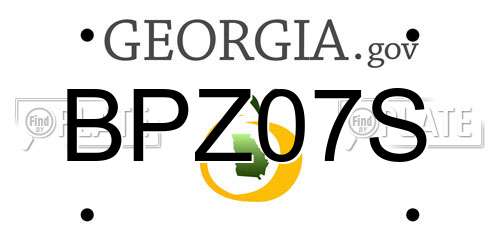 BPZ07S Georgia License Plate