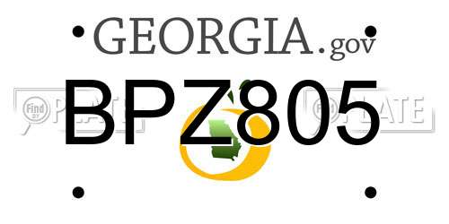 BPZ805 Georgia License Plate