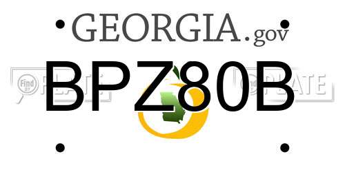 BPZ80B Georgia License Plate
