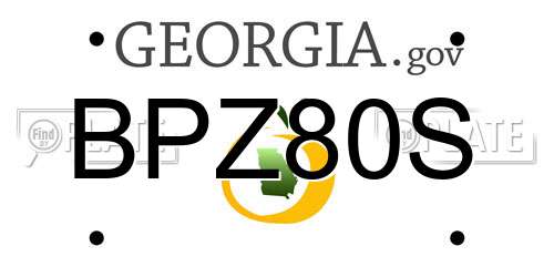 BPZ80S Georgia License Plate