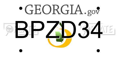BPZD34 Georgia License Plate
