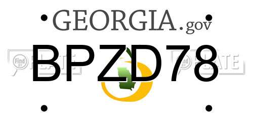 BPZD78 Georgia License Plate