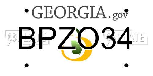 BPZO34 Georgia License Plate