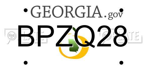 BPZQ28 Georgia License Plate