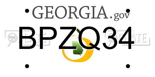 BPZQ34 Georgia License Plate