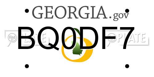 BQ0DF7 Georgia License Plate