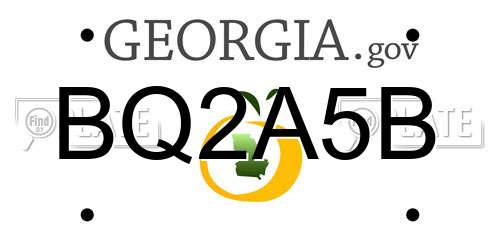 BQ2A5B Georgia License Plate