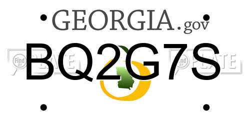 BQ2G7S Georgia License Plate