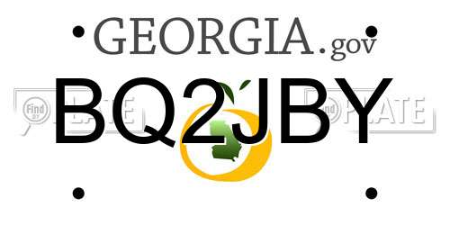 BQ2JBY Georgia License Plate