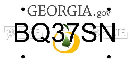 BQ37SN Georgia License Plate