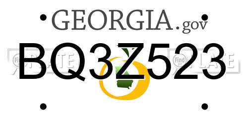 BQ3Z523 Georgia License Plate