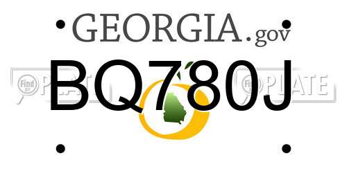 BQ780J Georgia License Plate