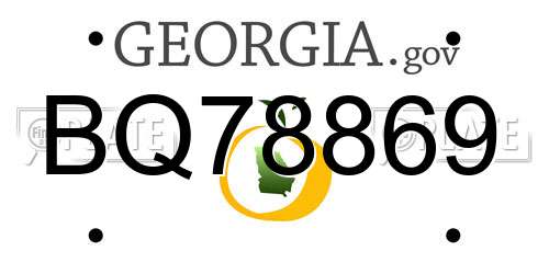 BQ78869 Georgia License Plate
