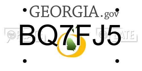 BQ7FJ5 Georgia License Plate