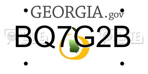 BQ7G2B Georgia License Plate