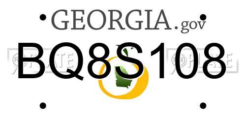 BQ8S108 Georgia License Plate