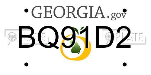 BQ91D2 Georgia License Plate