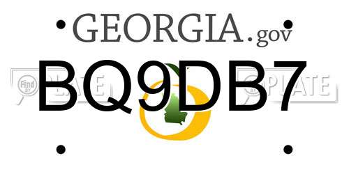 BQ9DB7 Georgia License Plate