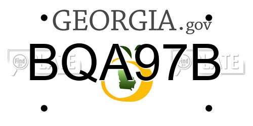 BQA97B Georgia License Plate