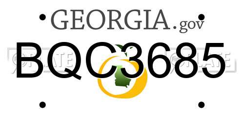 BQC3685 Georgia License Plate