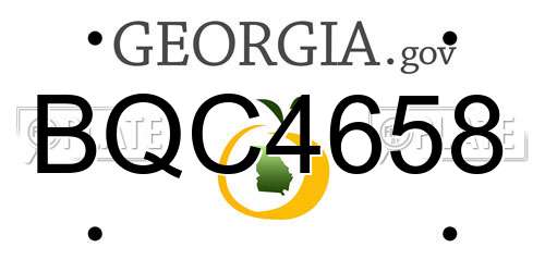 BQC4658 Georgia License Plate