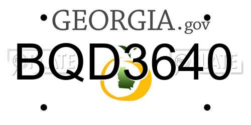 BQD3640 Georgia License Plate